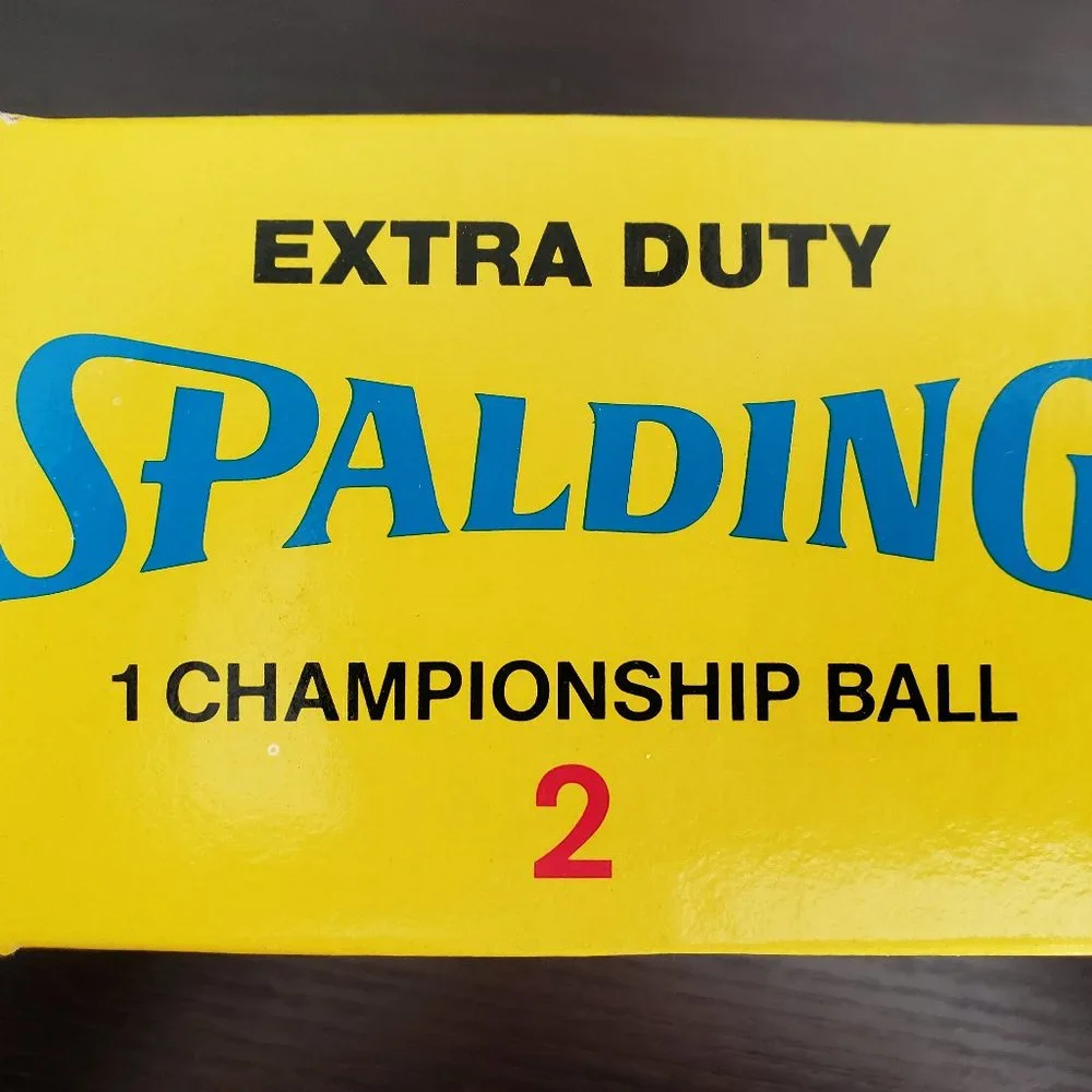 AVON 1970's Mixed Doubles Green Flocked Glass Spalding Tennis Ball EMPTY w Box